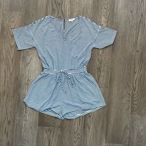 Umgee Romper Blue & White Striped– Size Medium